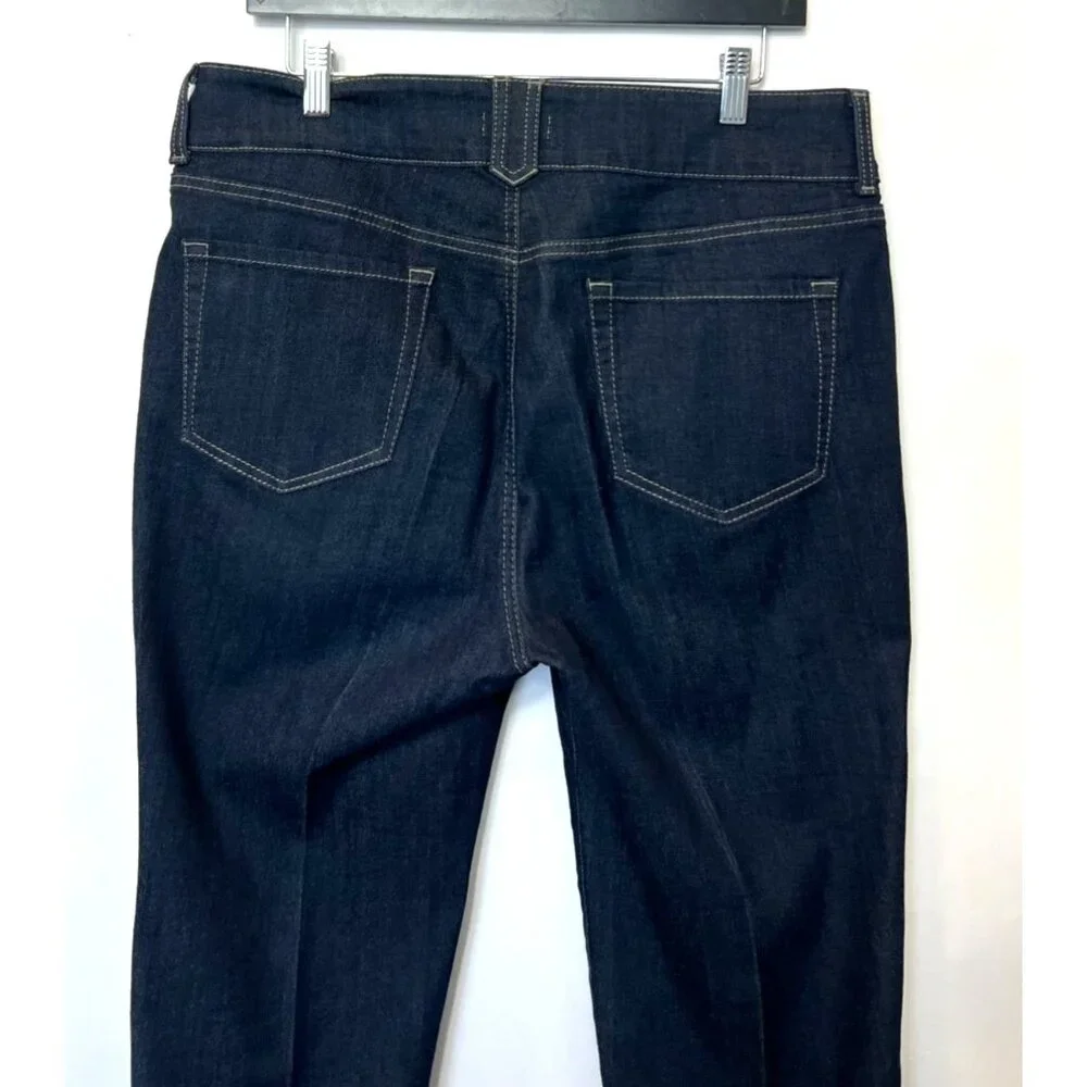 NYDJ Womens Dark Wash Denim Cropped Jeans Rhinestone Detail Cuff Size 14 M10J62T